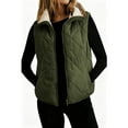 thumbnail image 2 of Sherpa Fleece Lined Jacket Vest for Women Winter Casual Warm Cropped Coat Sleeveless Full Zip Quilted Outerwear (2XL, Army Green), 2 of 7