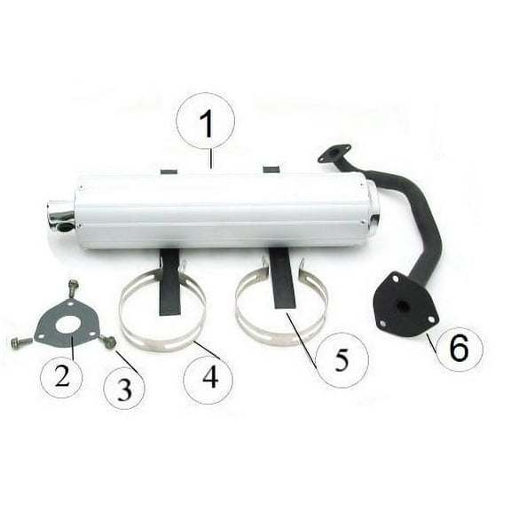 150cc Scooter Moped GY6 High Flow Performance Exhaust Silver Loud