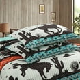 thumbnail image 6 of 3-Piece Southwestern Geometric Tribal Quilt Set - Teal Black Lightweight Quilted Bedspread Set Queen/King Size ME501, 6 of 9