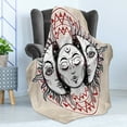 thumbnail image 4 of Moon Soft Flannel Fleece Throw Blanket, Oriental Elements with Abstract Style Heavenly Bodies Tattoo Style, Cozy Plush for Indoor and Outdoor Use, 50" x 60", Tan Black Ruby, by Ambesonne, 4 of 5