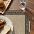 thumbnail image 3 of Black Brown Retro Greek Key Round Placemats Set of 6 for Dinning Tables,Heat-proof Braided Table Mats 13 Inch,Geometric Greece Ancient Rustic Washable Place Mat for Kitchen Restaurant Party Table, 3 of 9