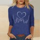 thumbnail image 2 of Tops de Cuello Redondo para las Mujeres Moda Impresa 3/4 Mangas Blusa Casual Top, Estante de Imitación, 2 of 5