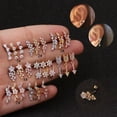 thumbnail image 2 of HOOUN Women Zircon Earrings Ear Stud Stainless Steel Piercing Cartilage Earring Jewel-Drop Earrings-9-gold, 2 of 4