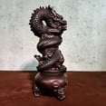 thumbnail image 4 of Ebony wood carved dragon zodiac ornament, treasure basin, coiled dragon, Chinese dragon handicrafts, decoration for offices and shops, opening gifts., 4 of 4
