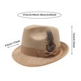 thumbnail image 3 of XIAOCHA Womens Feather‑Bow Fedora Hat Solid Wide‑Brim Hat Outdoor Festival Hat,Beige, 3 of 8