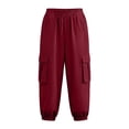 thumbnail image 5 of Danhjin Wine Cargo Pants Women Summer Pants Elastic High Waist Casual Loose Comfy Lightweight Hiking Pants, 5 of 5