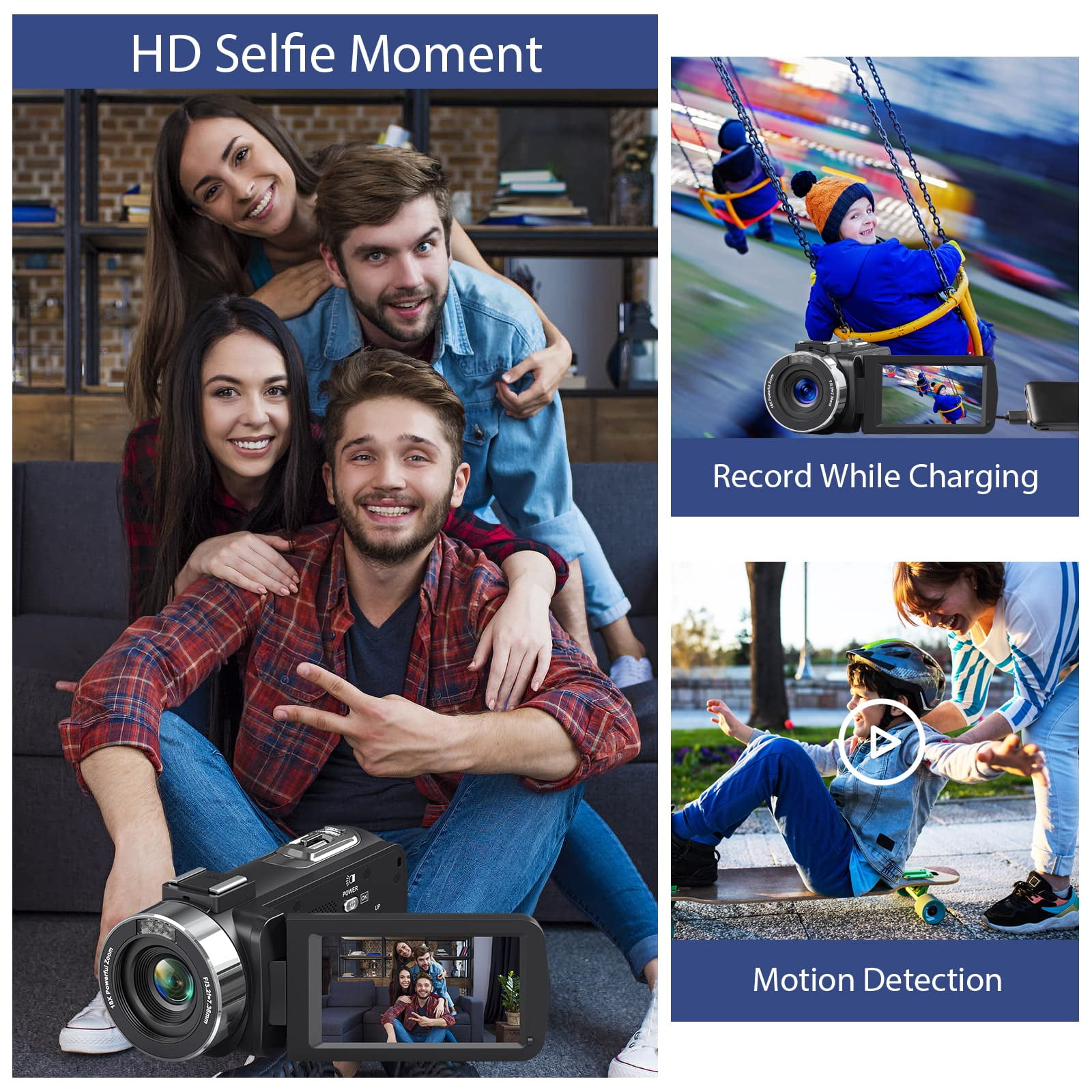 MARVUE Video Camera 4K UHD 80MP 18X Zoom IR Night Vision with 32GB SD Card