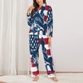 thumbnail image 2 of Wukai fisherman fishing with USA flag Print Women’s Pajama Long Sleeve Sleepwear Soft&nbsp;-Small, 2 of 7