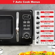 Galanz Retro Countertop Microwave Oven with Auto Cook & Reheat, Defrost, Quick Start Functions, Easy Clean with Glass Turntable, Pull Handle, .9 cu ft, Black
