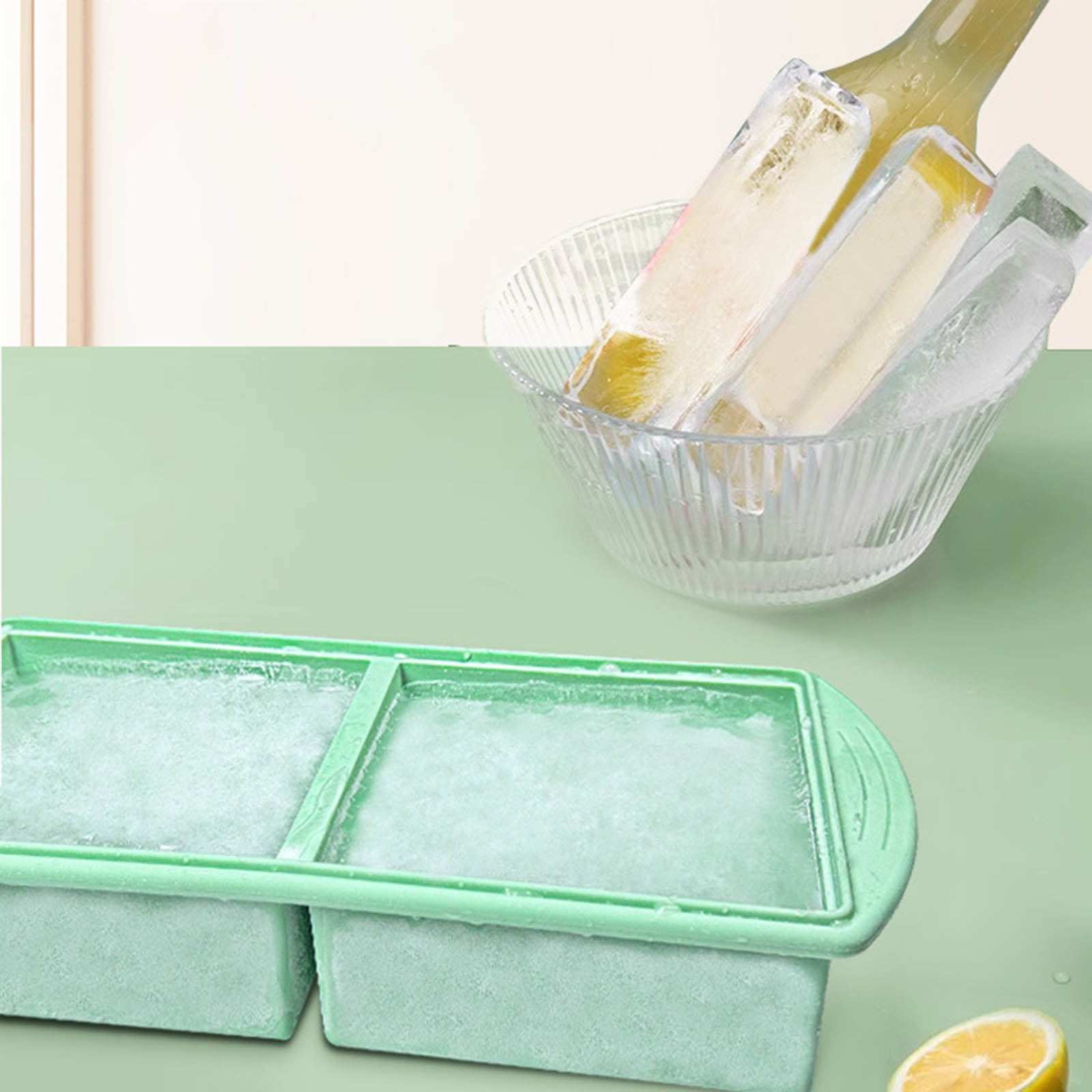 Leatfisat Silicone Freezer Tray For Soup Ice Cubes Freezing Tray With Lid For Meal Prep - 1Pack Silicon Soup Portion Freeze Trays Make Stock Souped Ice Cube