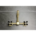 thumbnail image 2 of Kingston Brass KS2447PKX Duchess Double-Handle Wall-Mount Bridge Kitchen Faucet, Brushed Brass, 2 of 7