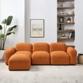LShape Modular Sectional Sofa DIY Combination Teddy Fabric Orange