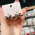 thumbnail image 6 of Gold Rhinestone Bow Dangle Earring for Women Black White Crystal Rhinestone Heart Bowknot Earings Wreath Flower Peal Bowknot Stud Earring Trendy Christmas Jewelry Gifts, 6 of 14