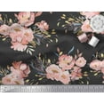 thumbnail image 3 of Soimoi Black Cotton Duck Fabric Leaves & Peony Floral Print Sewing Fabric Yard 42 Inch Wide, 3 of 3