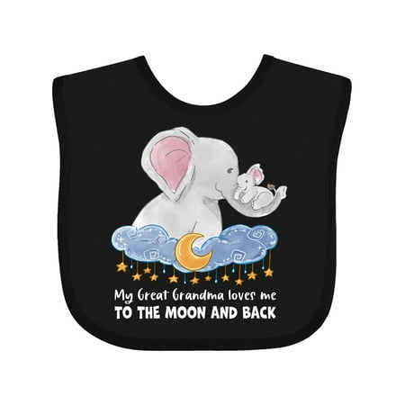 

Inktastic My Great Grandma Loves Me to the Moon and Back Elephant Gift Baby Boy or Baby Girl Bib