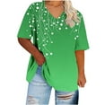 thumbnail image 4 of JURANMO Holiday Sales Plus Size Maternity Tops Summer Cotton Basic Tee Shirt Cute Butterfly Print Tshirts Short Sleeve V Neck Tunics Vacation Blouses Green XXXL, 4 of 6