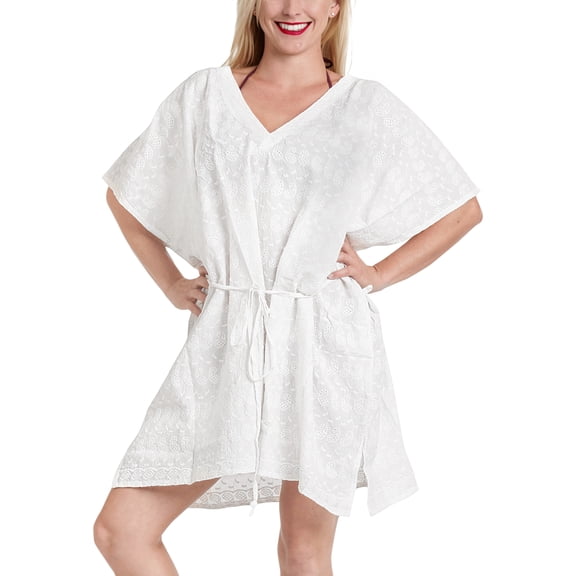 HAPPY BAY Women's Beachwear Summer Beach Dress Plus Size Fall Swimsuit Cover ups for Women 2X-3X White_A379