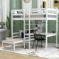 thumbnail image 2 of Convertible Loft Bed with L-Shape Desk, Cosymart Twin Bunk Bed with Shelves and Ladder, White, 2 of 9