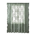 thumbnail image 2 of Lace Floral Rod Pocket Sheer Curtain Light Filtering Ruffled Window Panel Soft Polyester Embroidery Design Romantic Home Decor, Green, JKODE, 2 of 6