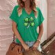 thumbnail image 5 of Tops Cortos para las Mujeres San Pablo's Día Impreso Cuello en V Envuelto Casual Top, Ligero para Todas las Estaciones Hogar Y Uso Diario, 5 of 8