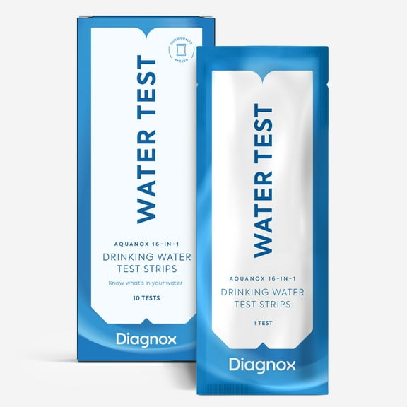 Diagnox Aquanox 16-in-1 Water Quality Test Strips, Individually Packaged and Clinical Grade, 10 Count