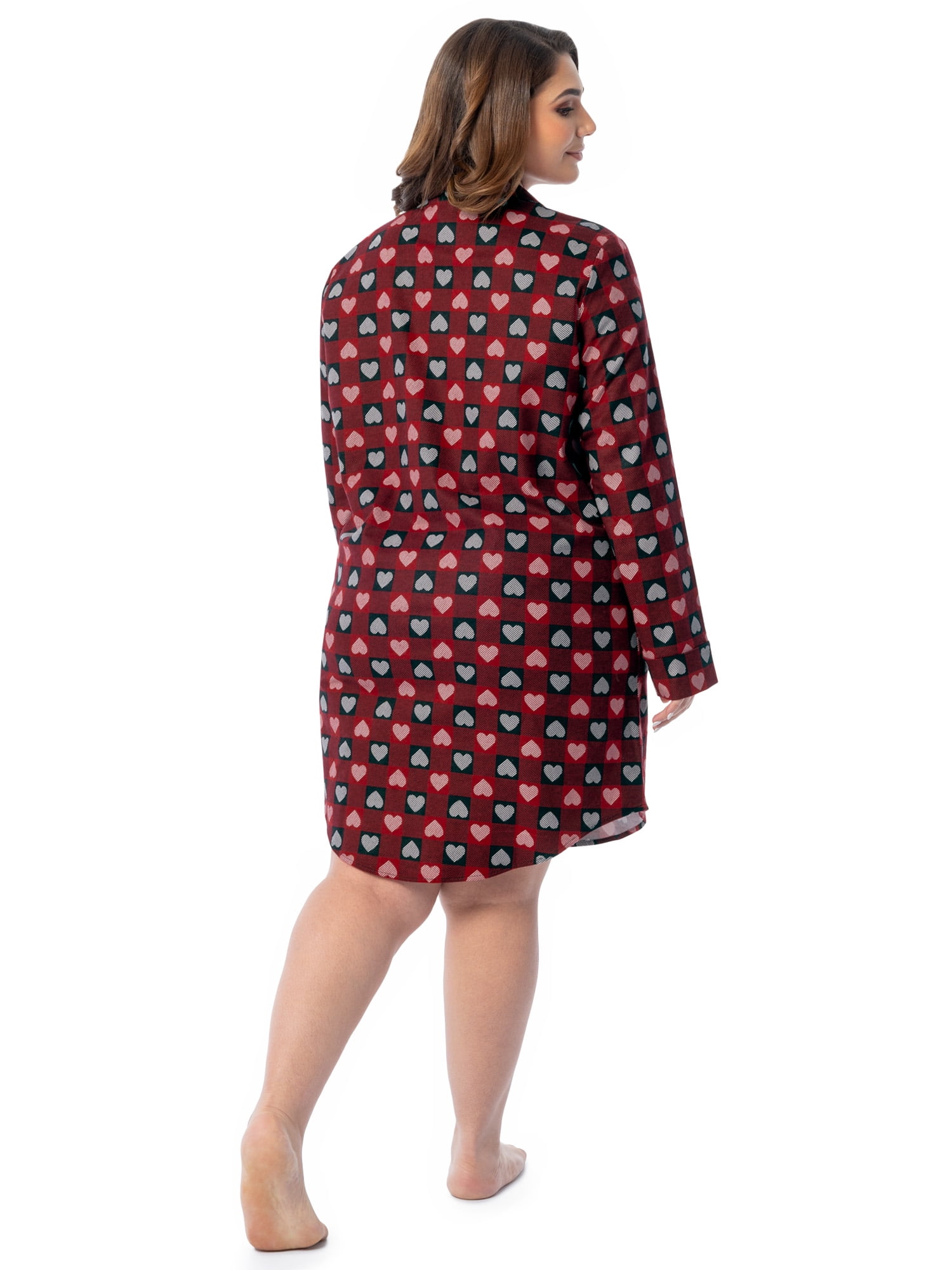 Fruit of the Loom Women's Beyond Soft Long Sleeve Button Down Flannel Sleepshirt, Sizes S-4X