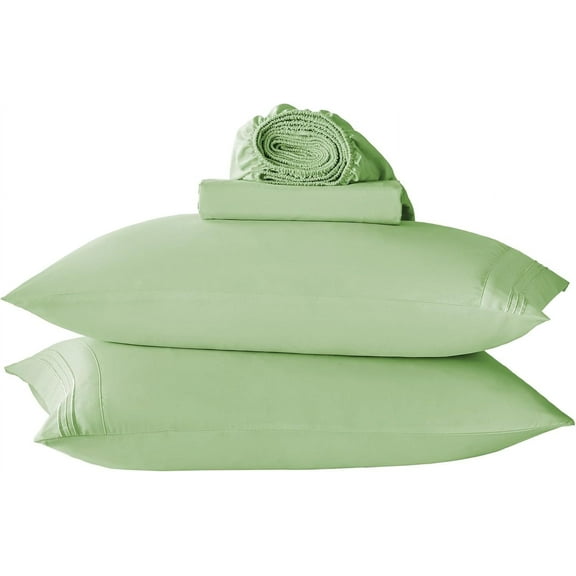 FOWWCN-Sage Green College Dorm Sheets Twin XL Set-Microfiber Bedding Sheet & Pillowcase Sets-Deep Pockets Fitted Bedsheet-Extra Long Adjustable Bed Sheets 3 Piece