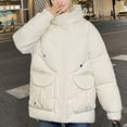 thumbnail image 4 of Lovskoo 2024 Womens Winter Coats Quilted Jacket Long Sleeve Large Pocket Cotton Padded Hooded Jacket Thickened Warm Loose Slim Oversized Jacket White, 4 of 8