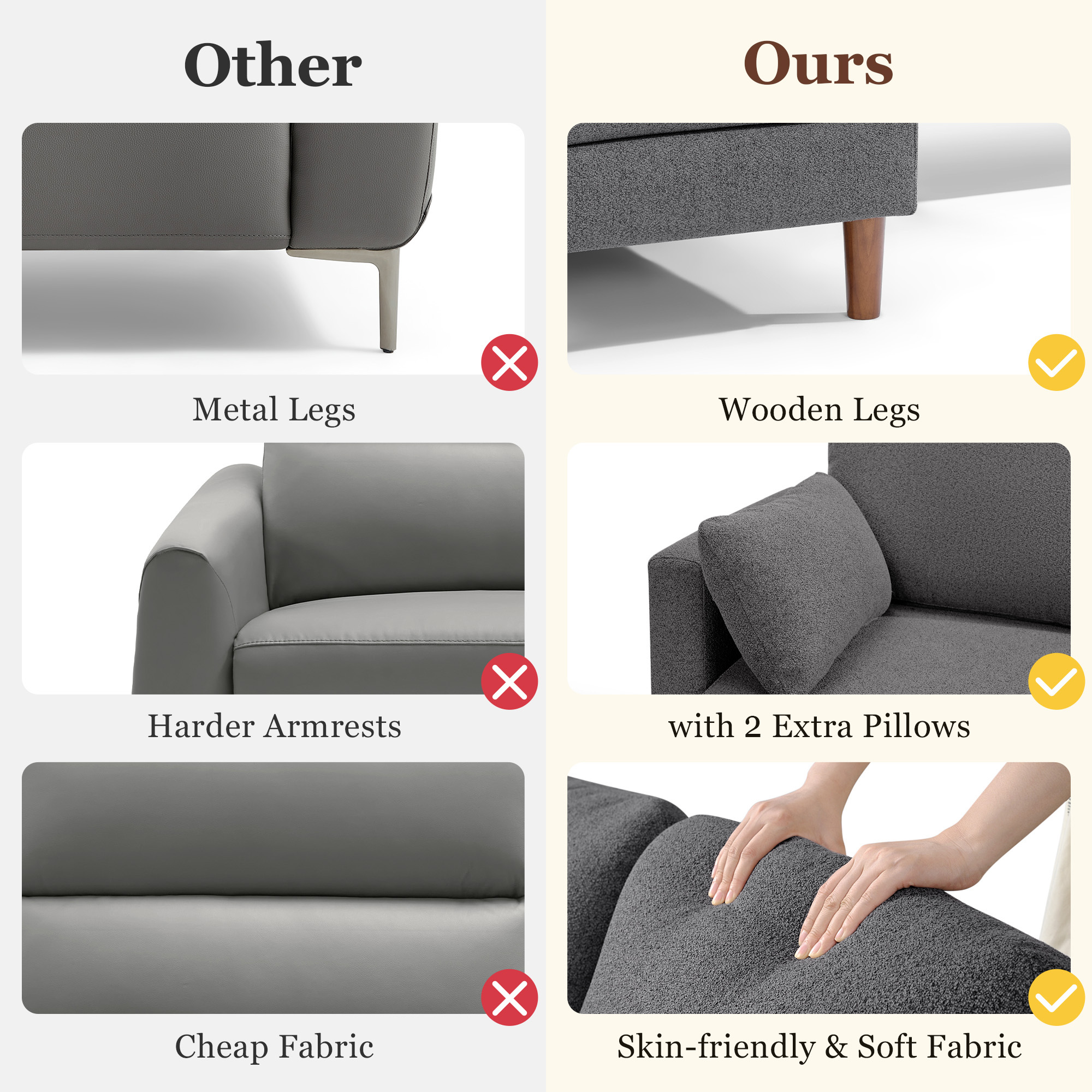 Linsy Home 101" Modular Sectional Couches for Living Room, U-Shaped Sectional Sofa with 2 Pillows, 4 Seat Oversized Sofa with Double Chaise, Dark Gray Bouclé