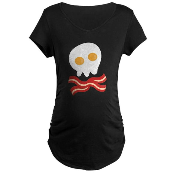CafePress - Bacon And Eggs Skull Maternity Dark T Shirt - Maternity Dark T-Shirt
