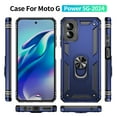 thumbnail image 3 of Dteck for Motorola Moto G Play 4G 2024 Case, Shockproof Heavy Duty Rotated Ring Kickstand Metal Ring Bracket All-Round Anti Drop Armor TPU+PC Case with Magnetic car Mount Cover, Blue, 3 of 4