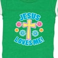thumbnail image 4 of Inktastic Easter Jesus Loves Me with Cross and Flowers Boys or Girls Baby Bodysuit, 4 of 5