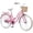 Pink, variant on 24 Inch Girls Vintage Cruiser Bike, Single-Speed Bicycle with Wicker Basket and Rear Rack with Cushion,High Carbon Steel Frame Comfort City Commuter