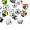 thumbnail image 6 of 1box 40pcs 4 style Electroplated Glass Pendants Silver Bottom Faceted Heart & Snowflake Mixed color 14x12~14x8mm Hole: 1~1.5mm 10pcs/style, 6 of 8