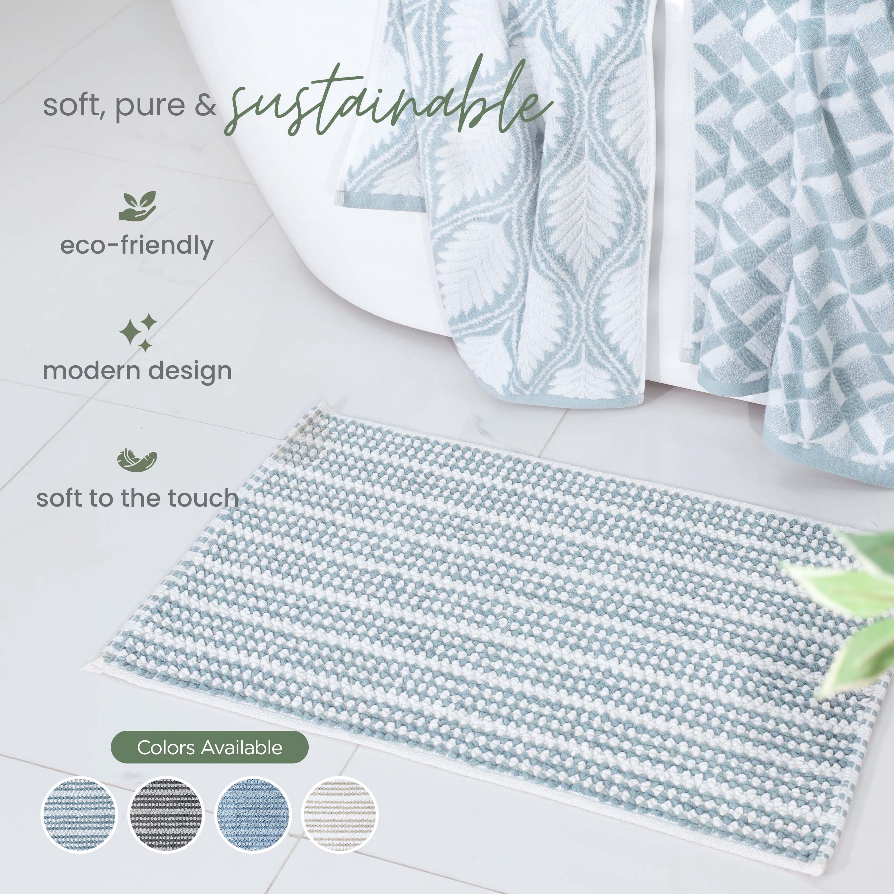 Martex Restore Stripe Cotton Bath Rug, 20" x 32", Mineral