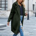 thumbnail image 6 of Xyxonk Sherpa Fleece Jacket Women Long - Lapel Collar Open Front Jackets Winter Lightweight Long Sleeves Outwear,Army Green S, 6 of 8