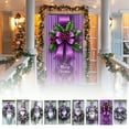 thumbnail image 6 of YWIYIUD 1Pcs Christmas Bow Door Banner Holiday Berry Photography Background Winter Christmas Purple Decoration for Front Door Porch Xmas Party Decor NewYear Supplies 71x35 Inches, 6 of 6
