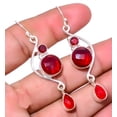 thumbnail image 3 of Garnet Handmade 925 Sterling Silver Jewelry Earring 2.42" T44, Handmade Jewelry, Dangle Earring, 3 of 4