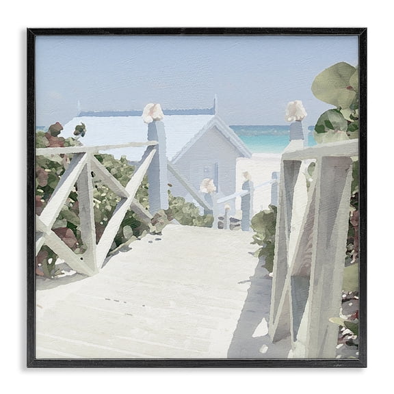 Stupell Industries Transitional Noon Shadows Beach Steps Black Framed Giclee Art, 12 x 12, by Noah Bay