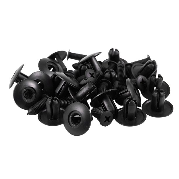 30 Uds. Remaches de plástico negro de 6mm de diámetro con orificio, sujetador, parachoques de guardabarros y Clip de empuje de revestimiento de guardabarros de 20 piezas