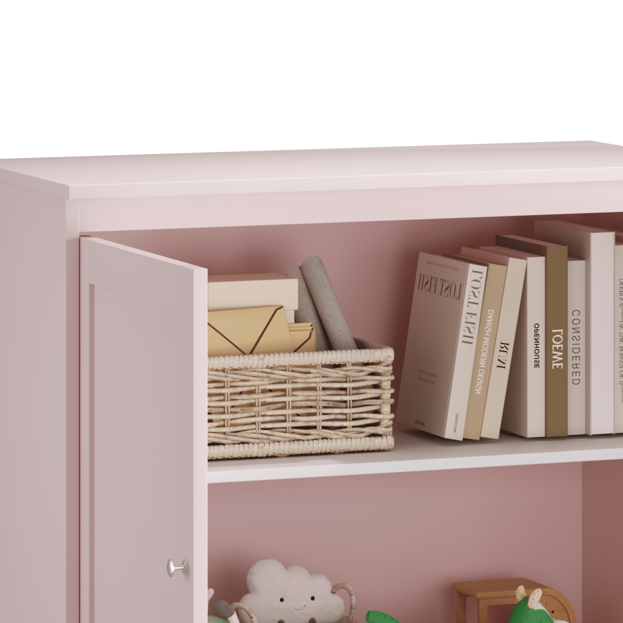 Kitchen Storage Cabinet with Double Doors, Coffee Bar Cabinet with Adjustable Shelves, Sideboard Buffet for Dining Room, Living Room or Entryway, Pink