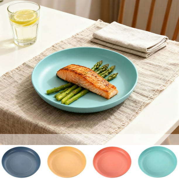 Platos De Plástico Bandejas De Plástico Irrompibles Azules Para La Cena, Ideales Para Cocinas, Camping Y Uso Diario Aptas Para Lavavajillas Y Microondas, 23x23x3.5cm (1 Unidad) Rkxzt