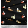thumbnail image 2 of Soimoi Black Cotton Voile Fabric Designer Bottle & Wine Glass Bar Printed Fabric 1 Yard 42 Inch Wide, 2 of 3