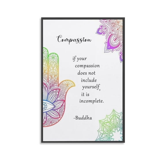 Compassion Budd Quote Wall Art Hand Of Fatima Poster Namaste Buddhist Gift Canvas Wall Art For Home Office