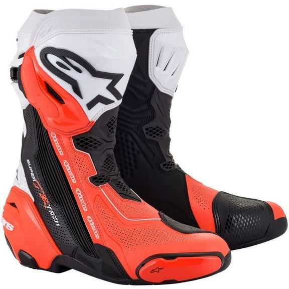 Alpinestars Supertech R Vented Mens Motorcycle Boots Black/White/Red 44 EUR