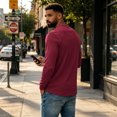 thumbnail image 5 of Men's Long Sleeve Henley Shirts 3 Button Spring Casual Tshirts Comfy Crew Neck Soft Basic Tops Red XL, 5 of 6