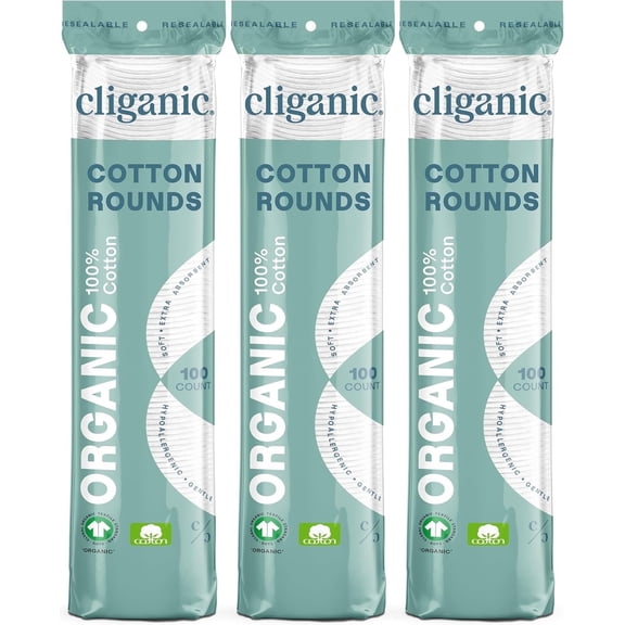 Cliganic Premium Cotton Rounds, Hypoallergenic Multi-Layer Makeup Remover Cotton Pads, Lint-Free, 300 Count