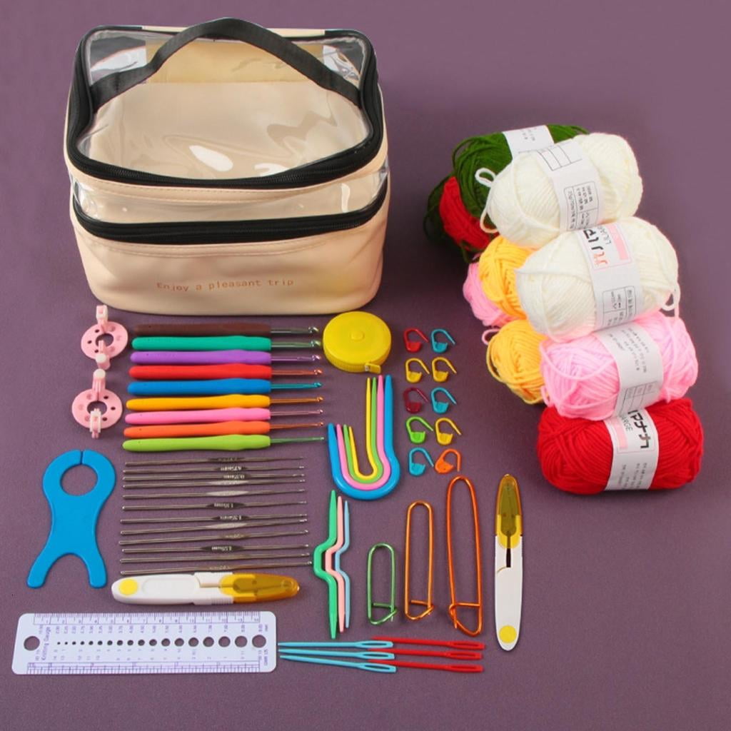 Crochet Hooks Set Crochet Kits for Beginner Knitting Kits Includes Ergonomic Metal Crochet Hooks Accessories Tools