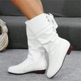 thumbnail image 6 of XIMIN Women Wide Calf Boots with Side Zipper Leather Wide Cowgirl Square Toe Boots Extra Wide Calf Short Shaft Boots Boots Slouch Wide Width Ankle Boots Outdoor Footwear, 6 of 7