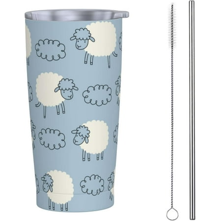 

SPEKSEE 20oz Travel Tumbler With Lid And Straw | Stainless Steel Tumblers Insulated Coffee Cup Mug Gift For Men Women | Cute Cartoon Sheep